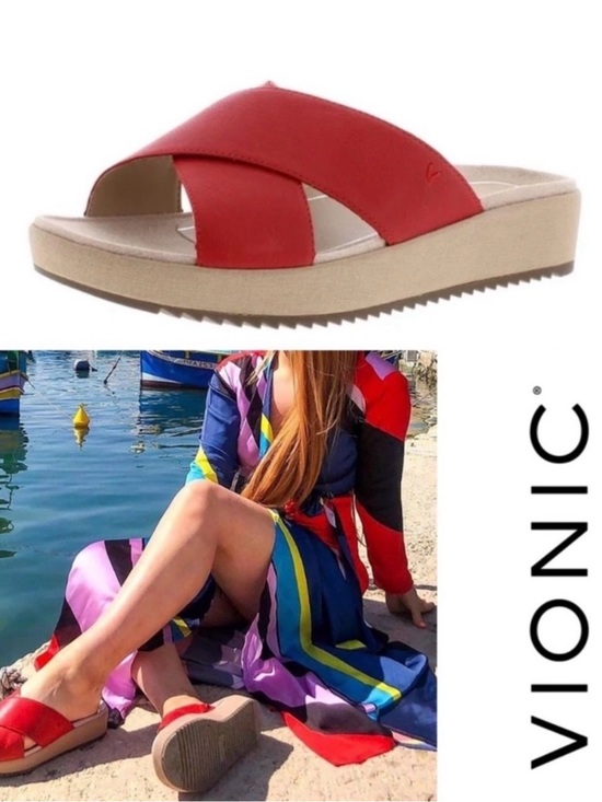 Vionic Shoes - NWOB Vionic Hayden Sandals Slides in Cherry Red Leather Women’s 11